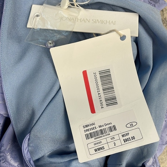 NWT Jonathan Simkhai Vivian Jacquard Mini Dress Long Sleeve Fringe Periwinkle 2 - Picture 14 of 14